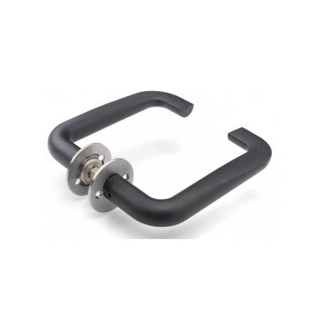 Paire de béquilles CUT Ø 20 mm sur rosace ronde, noire/inox brossé 316