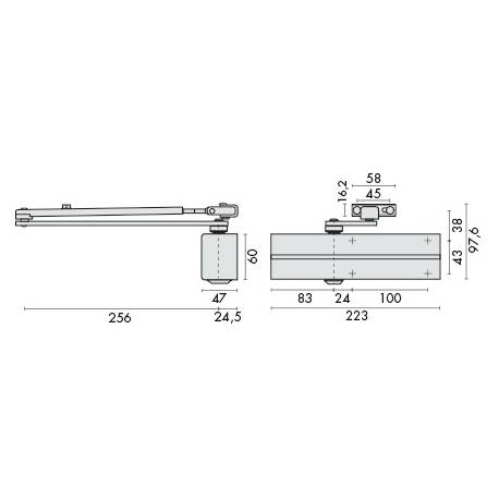 Ferme-porte DC 200 sans bras, force 2-4, argent