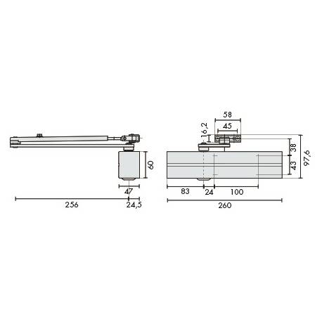 Ferme-porte DC 300 sans bras  force 3-6, argent