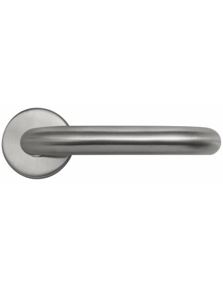 Paire de béquilles U 19 mm sur rosace ronde, inox brossé 202