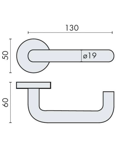 Paire de béquilles U 19 mm sur rosace ronde, inox brossé 202