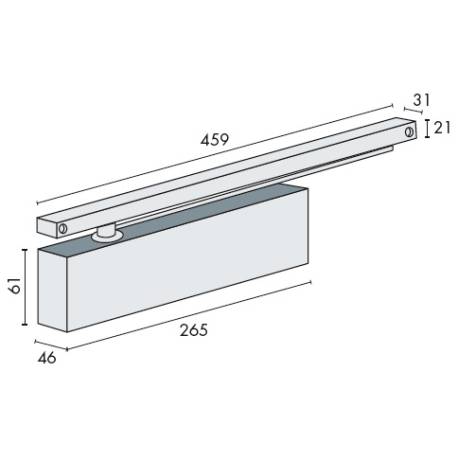 Ferme-porte EXS 510, capot 3 côtés inox, force 1-4, glissière inox