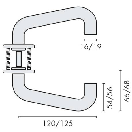 Paire de béquilles U2 16 mm sur rosace ronde, inox brossé 316