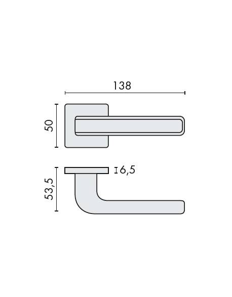 Paire de béquilles TECNO sur rosace carrée, chromé mat/chromé