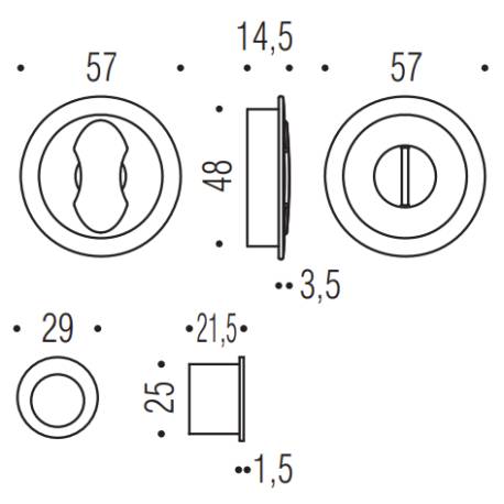 Cuvette encastrée MOOD ONE ronde à condamnation - décondamnation 57 mm sans serrure ,C04 Sylver