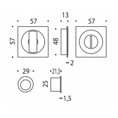 Cuvette encastrée MOOD Q carré 57 mm sans serrure ,C01 blanc