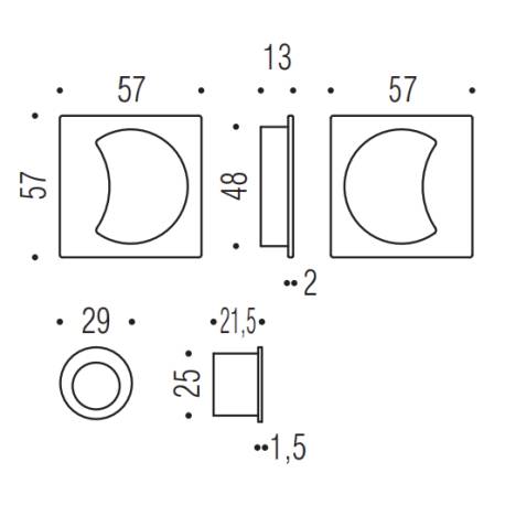 Cuvette encastrée MOOD Q carré 57 mm, C03 noir