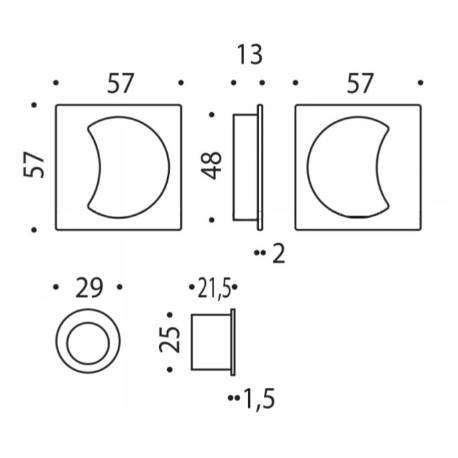 Cuvette encastrée MOOD Q carré 57 mm,C11 vert citron