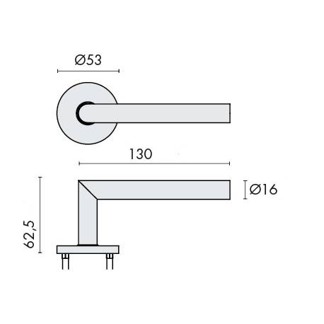 Paire de béq. sur rosaces rondes à visser, L90 16 mm Project 05,epoxy noir mat.