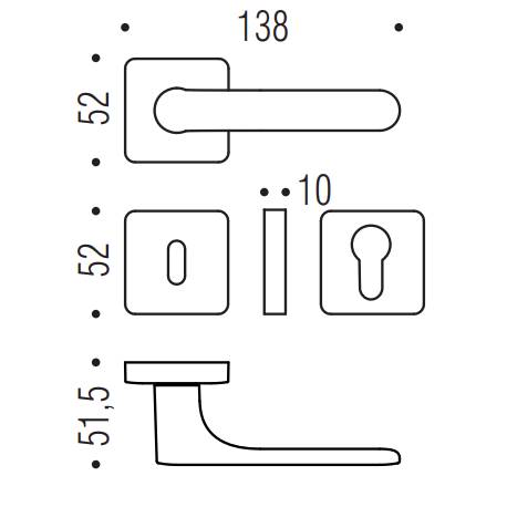 Paire de béquille MOOD Q sur rosace carrées C05 Titan