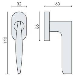 Béquille de fenêtre GAIA sur rosace ovale, chromé mat