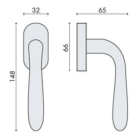 Béquille de fenêtre ROBOT 41 sur rosace ovale, chromé mat