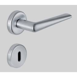 Paire de béquilles ROBOTRE sur rosace ronde, avec rosace clé L, chromé mat