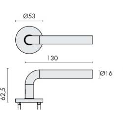 Paire de béq. sur rosaces rondes à visser, L16 mm Project 01. Inox brossé 304