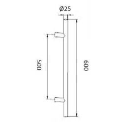 Unité poignée de tirage T "Modèle 52" diam.25 mm long:600 EA:500 noir mat
