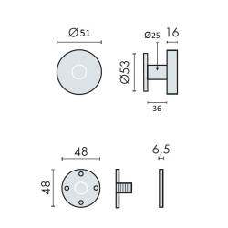 Bouton fixe sur rosace ronde série Project, inox brossé 304