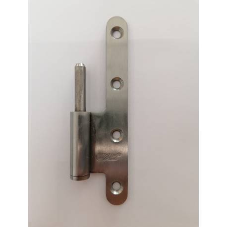 1/2 Paumelle EXS 1.61-M, 140*70 bouts ronds. Mâle droite inox brossé