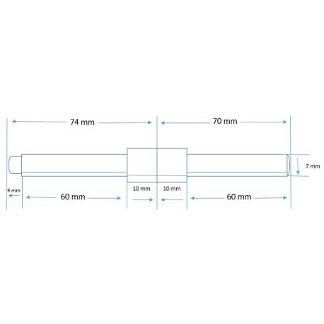 Tige carrée 2 pièces pour serrure électrique 9/7x140 (70+70)