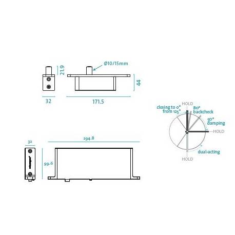 Ensemble pivot Système M réf. STM70-A/TP70  avec plaque rectangulaire inox