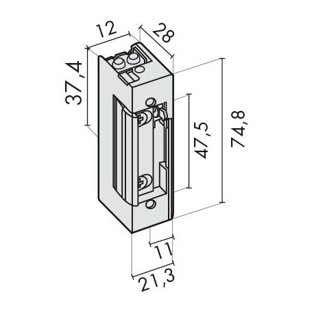 Gâche éléctrique GEM standard à émission 12V avec contact stationnaire intégré