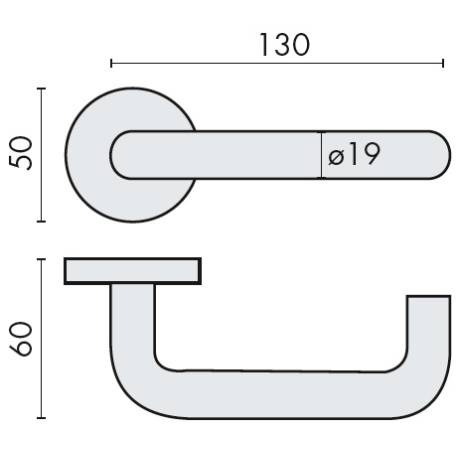 Paire de béquilles Soft-Line  U 19 mm sur rosace ronde, inox brossé