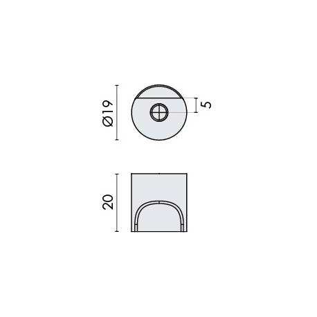 Bouton de meuble D:19 mm série Project. Finition inox brossé AISI 304