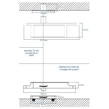 Ensemble pivots ST ONE/TP70 18mm + plaques rectangulaires noires