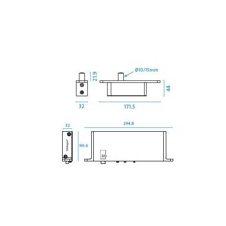 Ensemble pivot Système M+ réf. STM+A/TP70 avec plaque rectangulaire inox