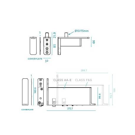 Ensemble pivot Système M+ réf. STM+40-A/TP40  avec plaque rectangulaire inox