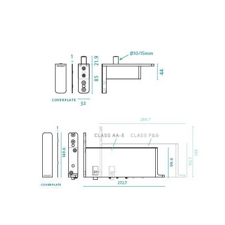 Ensemble pivot Système M+ réf. STM+40-C/TP40  avec plaque rectangulaire inox