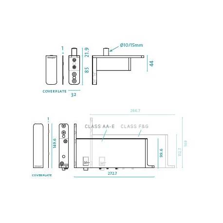 Ensemble pivot Système M+ réf. STM+40-F/TP40  avec plaque rectangulaire inox