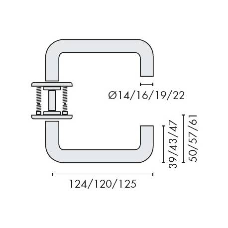 Paire de béquilles U 16 mm sur rosace ronde, inox brossé 316