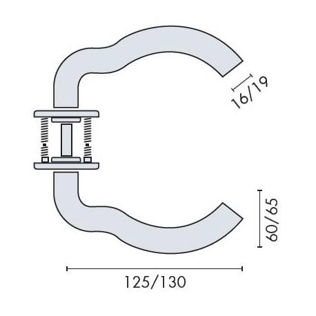 Paire de béquilles M 16 mm sur rosace ronde, inox brossé 316