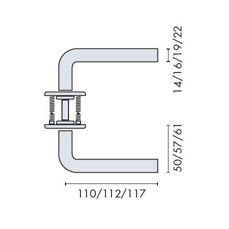 Paire de béquilles L 19 mm sur rosace ronde, inox brossé 316