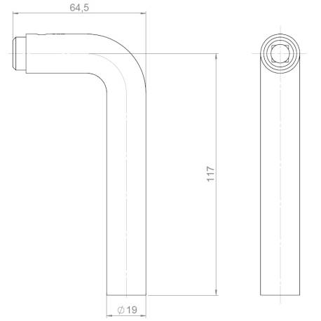 Unité de béquille L 19 mm, inox brossé 316