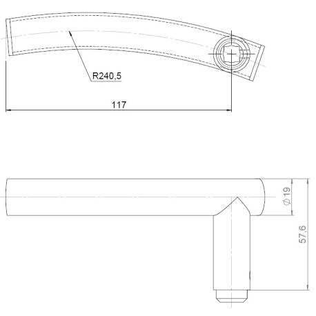 Unité de béquille B 19 mm, gauche, inox brossé 316