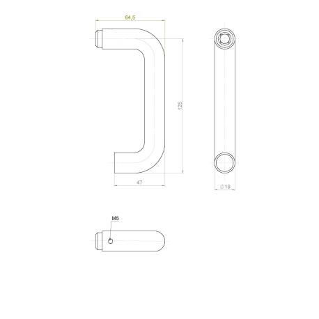 Unité de béquille U 19 mm, inox brossé 316