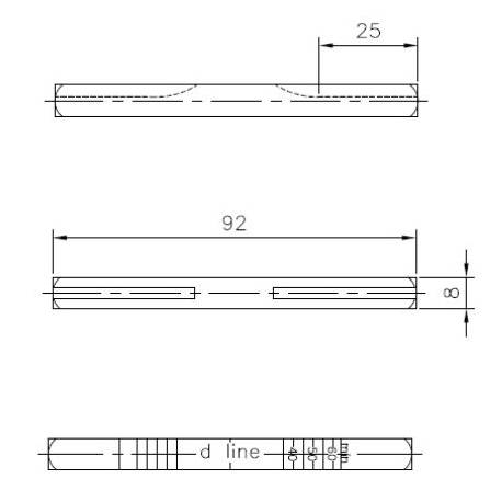 Carré D line standard 8x8x92mm pour porte epaisseur 33-59mm