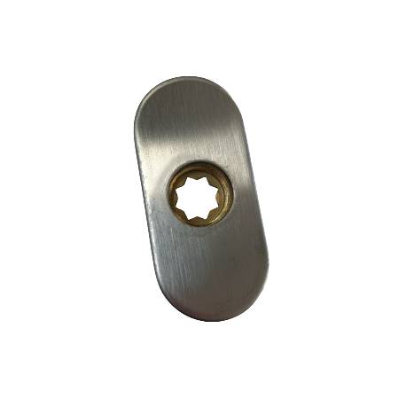Paire de rosaces ovales, bec de cane 16 mm, entraxe 43 mm, inox brossé 316
