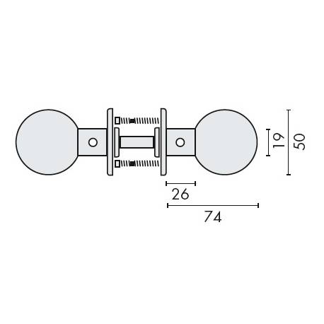 Paire de boutons boule mobile sur rosace ronde, inox brossé 316
