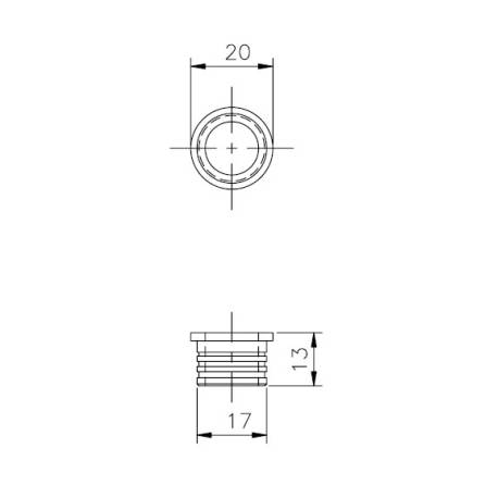Rosace batteuse percement int. diamètre 17 mm, inox brossé 316