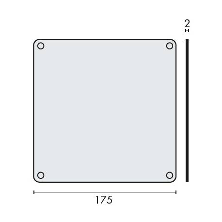 Unité de plaque de poussée carrée 175x175x2 mm, inox brossé 316