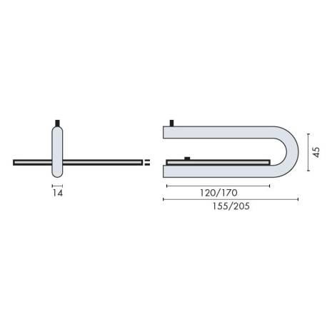 Support Ø 14 mm pour tablette en verre 120 mm, inox brossé 316