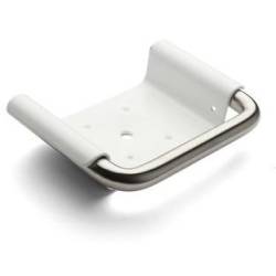 Porte savon 143x105 mm, plateau blanc, inox brossé 316