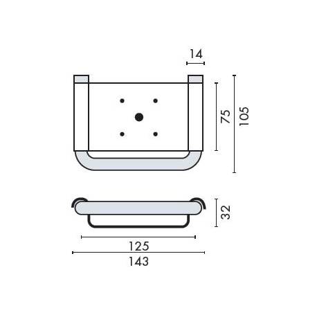 Porte savon 143x105 mm, plateau inox, inox brossé 316