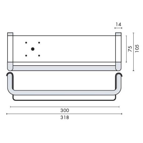 Porte shampoing 318x105 mm, plateau blanc, inox brossé 316