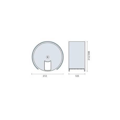 Dérouleur bobine papier WC Ø 212 mm, façade inox, inox brossé 316