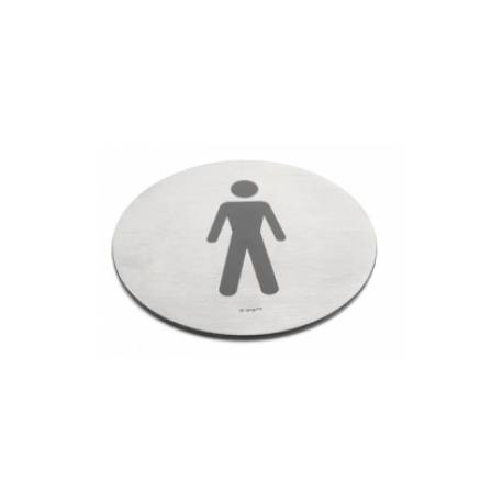 Pictogramme à coller Ø 76 mm, Homme, inox brossé 316