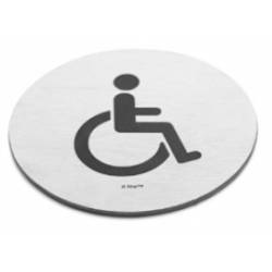 Pictogramme à coller Ø 76 mm, PMR, inox brossé 316