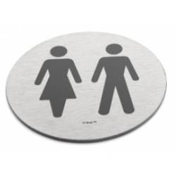 Pictogramme à coller Ø 76 mm, Unisex, inox brossé 316